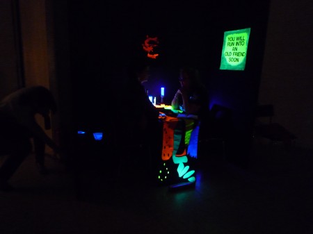 psychic Cherry Daiqueri aka Kim Mitseff with paintings by Lava Caramel aka Candida Alvarez